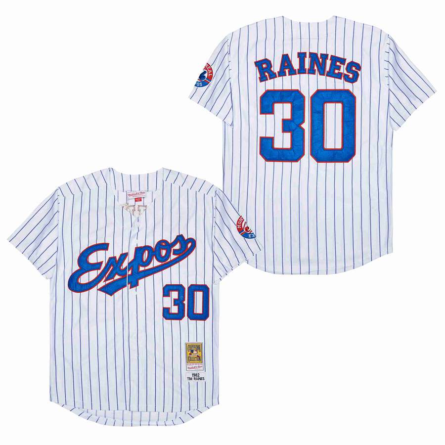 Men Montreal Expos #30 Raines white 1982 Throwback MLB Jerseys->philadelphia 76ers->NBA Jersey